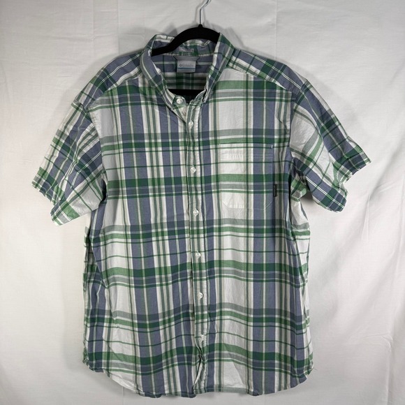 Columbia‎ Plaid Button Down Short Sleeve Casual Shirt Regular Fit XL - Picture 1 of 6